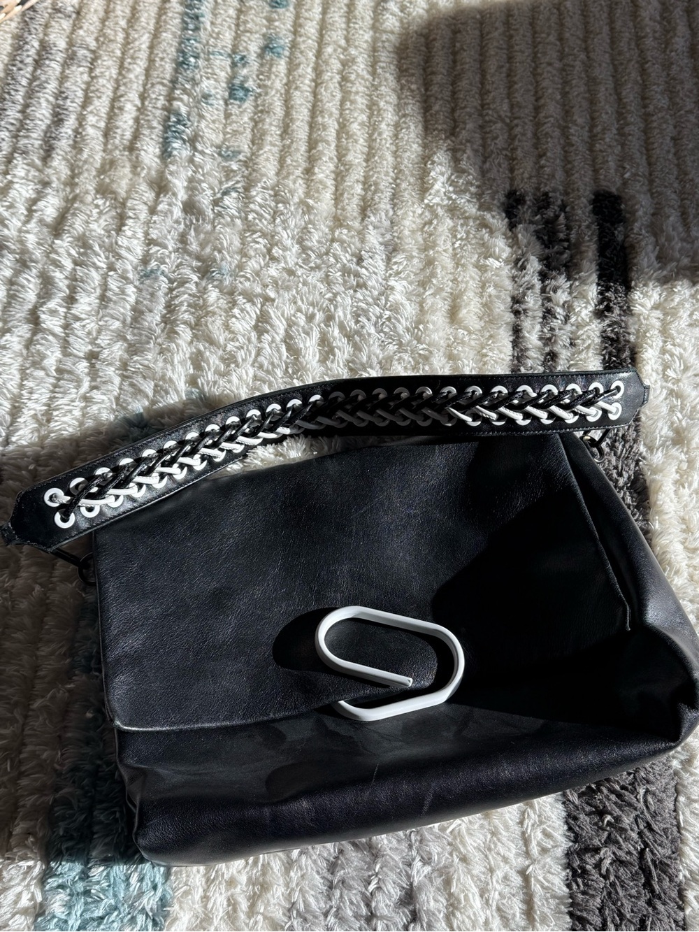 3.1 Phillip Lim Alix Large Crossbody Black White Handbag Shoulder bag Leather